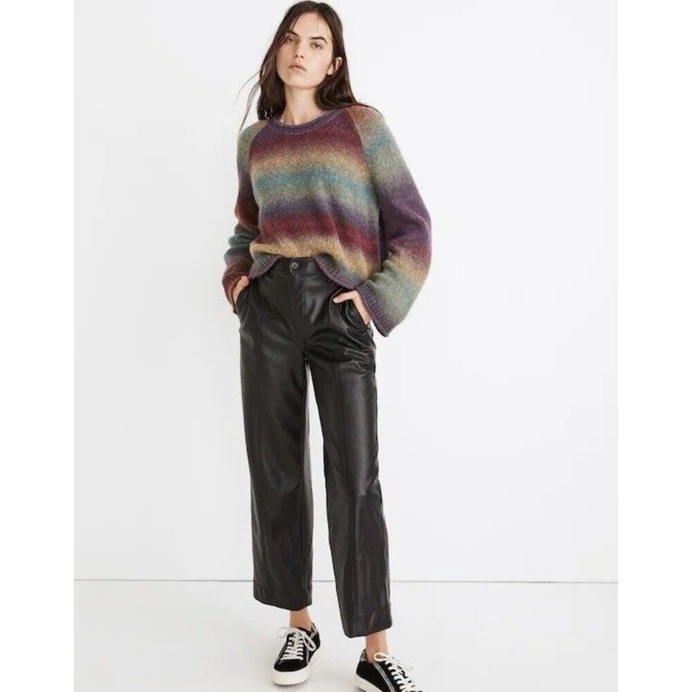 Madewell Dodworth Space-Dye Ombre Wool Blend Boxy Sweater Boho Rainbow Sz M